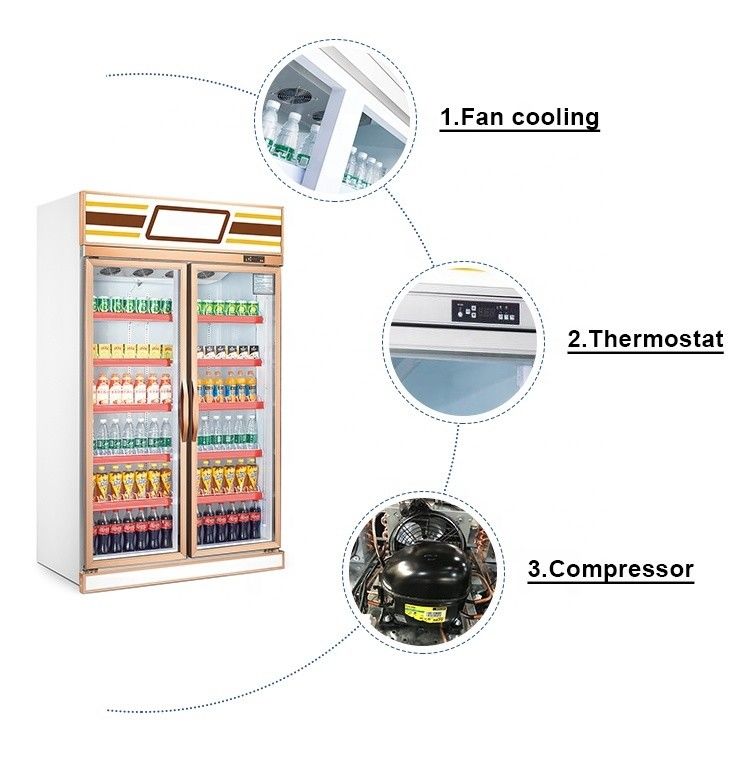 Supermarket Commercial Single-Temperature Energy Drink Beverage Display Refrigerator Vertical Plug-In Upright Freezer LED Fan