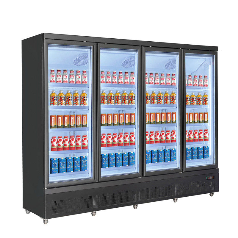 Display de boissons en verre à quatre portes refroidisseur de supermarché Display réfrigérateur avec technologie de refroidissement pour le stockage des boissons