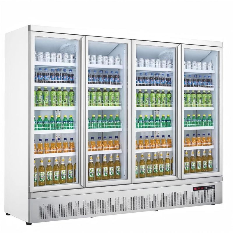 Display de boissons en verre à quatre portes refroidisseur de supermarché Display réfrigérateur avec technologie de refroidissement pour le stockage des boissons