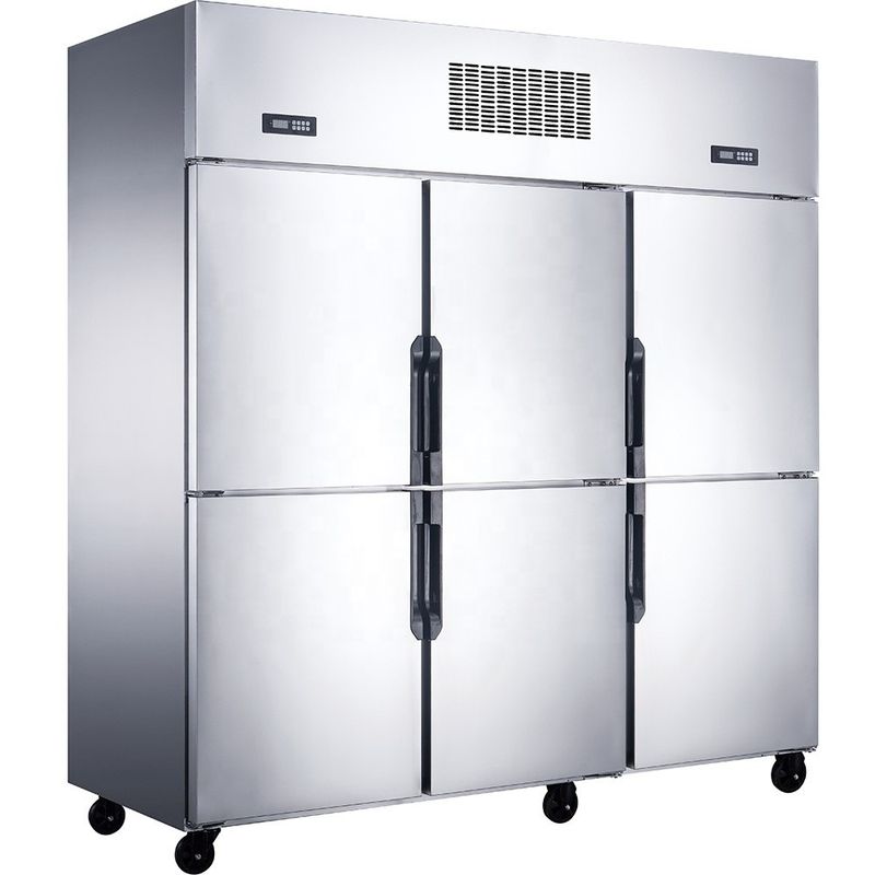Congélateur Coffre Dégivrage Automatique Réfrigérateur Commercial 2 Portes Réfrigérateur Vertical en Acier Inoxydable Pour Hôtel