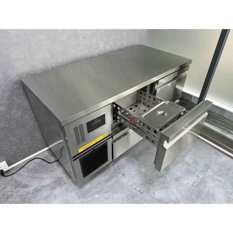 Réfrigérateur de tiroir commercial en acier inoxydable avec 4 tiroirs, simple température et glissière importée